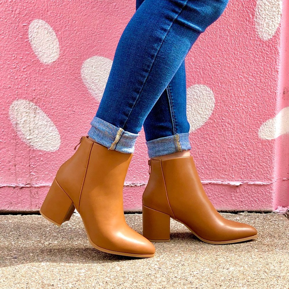 ⚡FINAL SALE! Camel Brown Vegan Leather Ankle Boots
